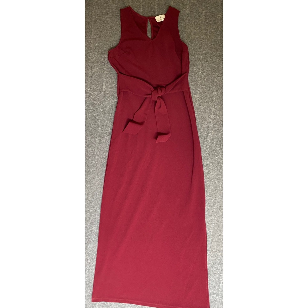 Betsey's Boutique Shop Burgundy Sleeveless Tie Waist Maxi Dress Large D15780
